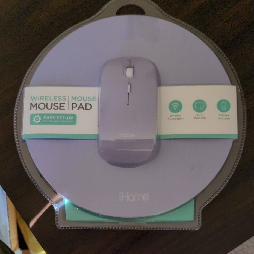 iHome Purple Wireless Mouse and Pad
